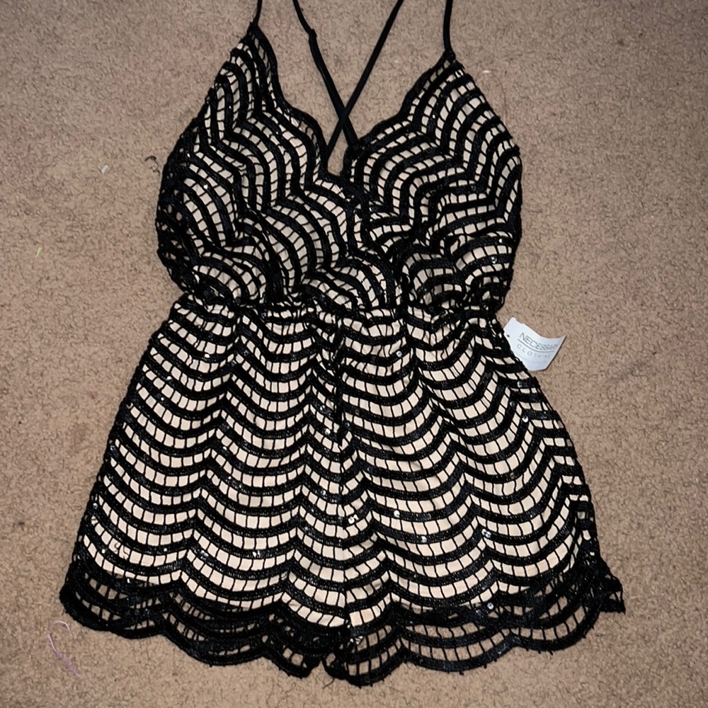 Black lace& sequin romper SIZE SMALL.
